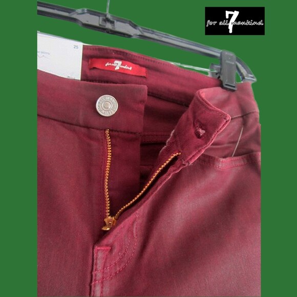 7 For All Mankind NEW Glam Rock  BORDEAUX Coated Super Skinny Jean 25 - Picture 5 of 12